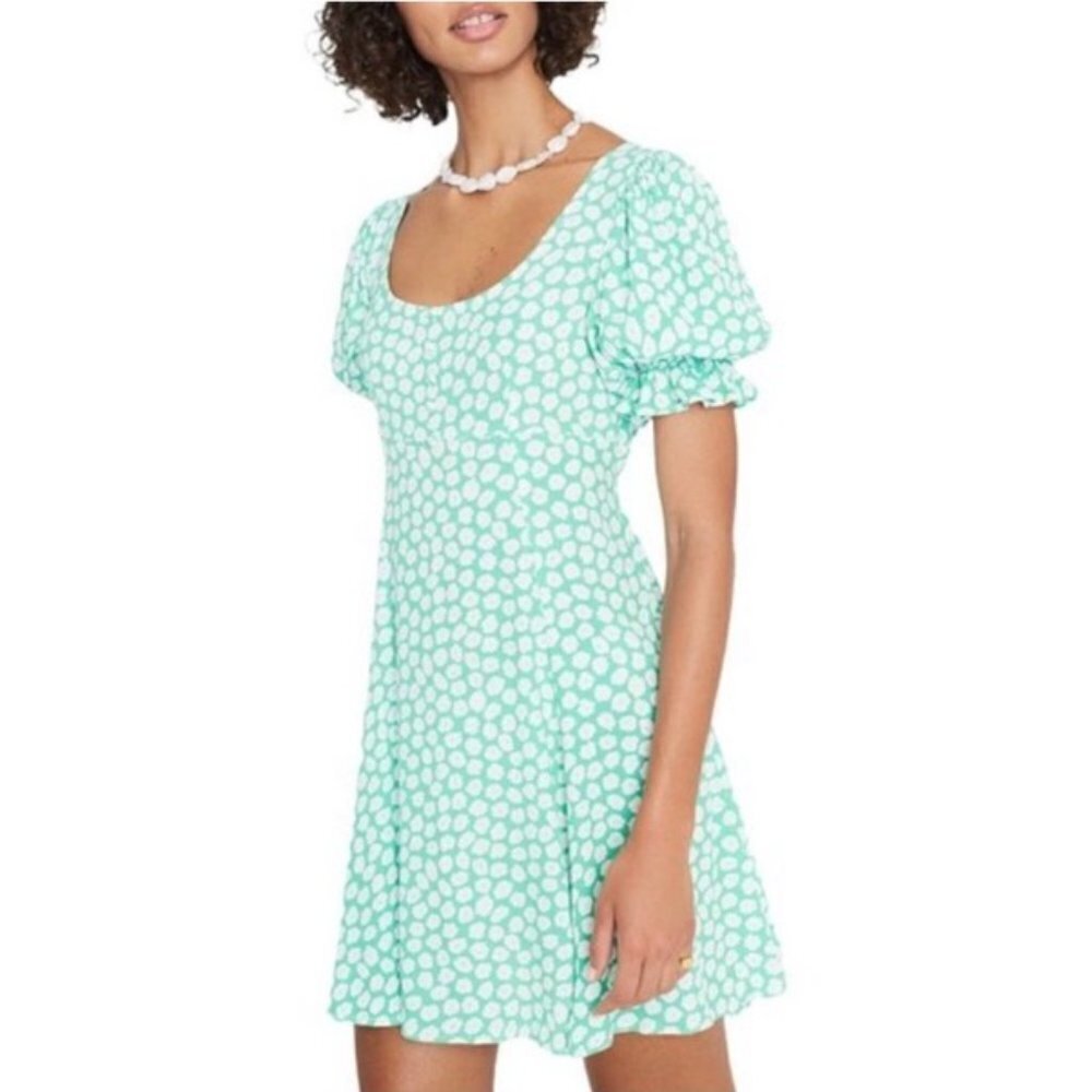 Faithfull the Brand La Barben‎ Mini Dress Cora Green Floral Womens 2